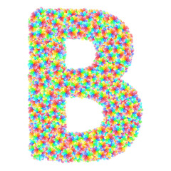 Alphabet symbol letter B composed of colorful glass flowers