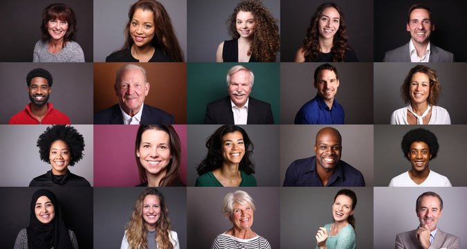 Group Of Beautiful People In Front Of A Colored Background