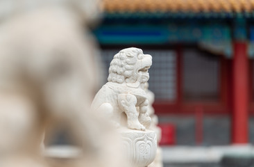 stone lions in the Forbidden City, Beijing, China