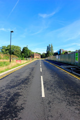 Fototapeta na wymiar Road landscape in Birmingham university campus, UK