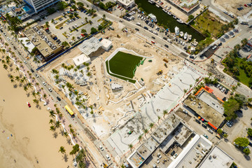 Aerial drone photo Fort Lauderdale Beach Park under construction 2019