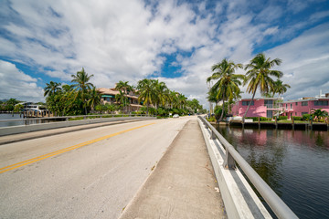 Bridge to residential neighborhood in Fort Lauderdale FL