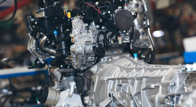 close-up of an engine.