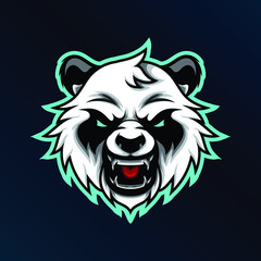 Panda head mascot vector illustrator for sport or esport gaming logo