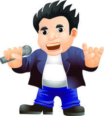 Rock music singer with microphone vector