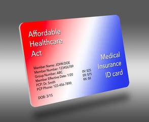 Here is a mock generic Affordable Health Care Act medical insurance ID card. .