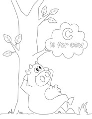 c is for cow, line drawing