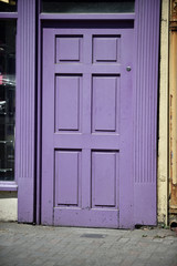 purple wooden door