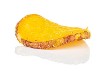 One whole dry vegetable chip of gourd isolated on white background