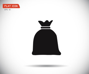 Money bag icon, Flat logo vector illustration.