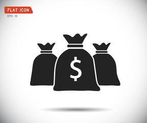 Money bag icon, Flat logo vector illustration.