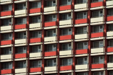 symmetric facade of an apartment building