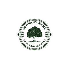 green tree vintage rustic logo vector template