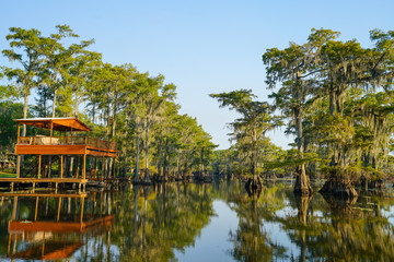 Structure along the shore of Caddo Lake near Uncertain, Texas