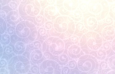 Twirls on light pink lilac yellow transition background. Delicate curls pattern. Loops blurry attractive illustration. Soft plexus texture.