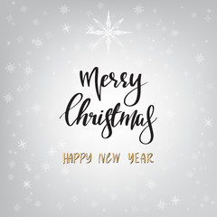 Merry christmas and happy new year calligraphy luxurious on silver baceground
