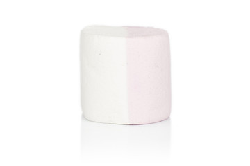 One whole sweet pastel marshmallow isolated on white background