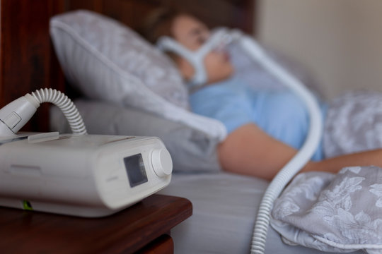 Sleeping with cpap machine and copy space