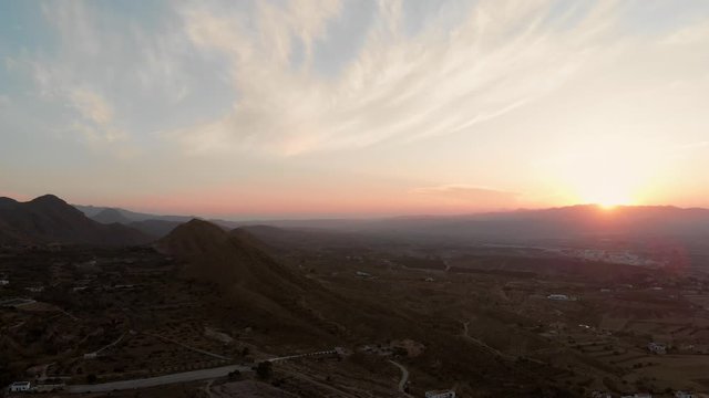 Aerial shot from Moj&aacute;car, Almeria towards the mountains.