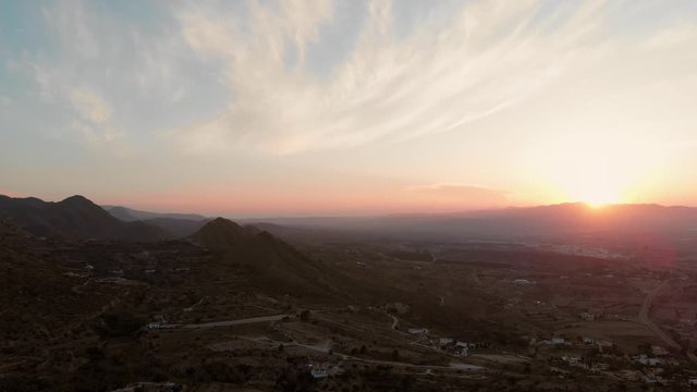 Aerial shot from Moj&aacute;car, Almeria towards the mountains.