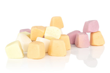 Lot of whole soft pastel candy heap isolated on white background
