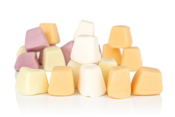 Lot of whole soft pastel candy heap isolated on white background
