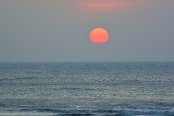 The sunset in Hsinchu, Taiwan, the seaside style.