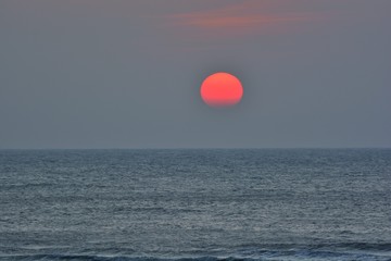 The sunset in Hsinchu, Taiwan, the seaside style.