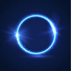 Shiny blue circular shape futuristic text frame. Vector eps10