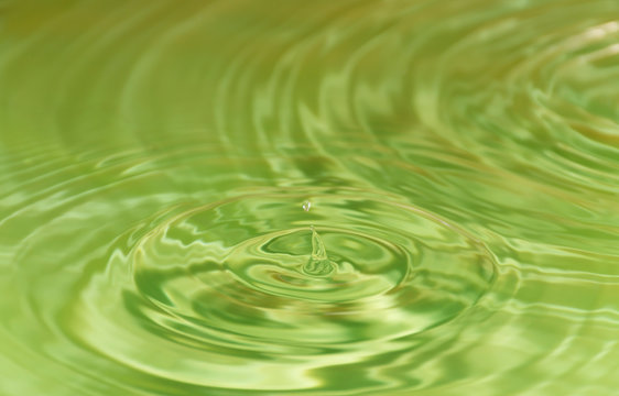 The water droplets spread the green water surface. Abstract images and background images