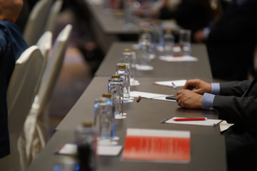 A meeting of business people In the seminar room.