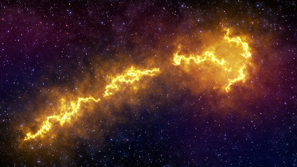 Naklejka premium Yellow Bright Abstract Nebula Galaxy Starfield Space Of The Universe