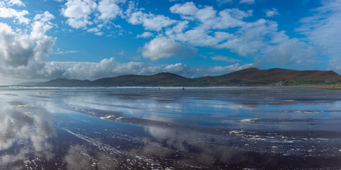 inch beach on the dingle peninsula in the south west coast of ireland on a sunny day in autumn...