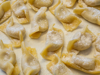 A kind of ravioli, casoncelli, home made traditional food of the Bergamo area, Italy. Delicious Italian food