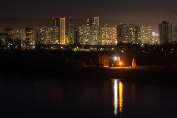 view of the night city of Novokuznetsk