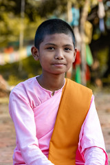 Portrait of a young Buddhist Monk in Lumbini, Nepal