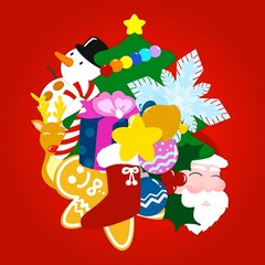 Christmas background with cute doodle character of Christmas doodle cartoon.