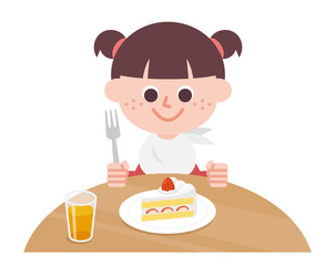 Girl eating shortcake