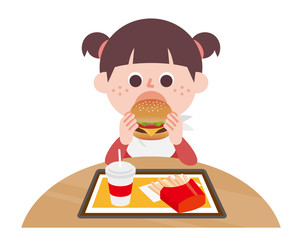 Girl eating hamburger