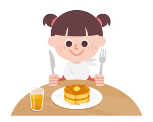 Girl eating hot cake