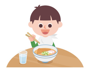 Girl eating udon