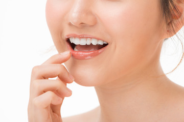 Obraz premium Beautiful smile with healthy teeth, close-up