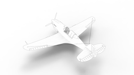 Line drawing illustration of a world war two fighter airplane