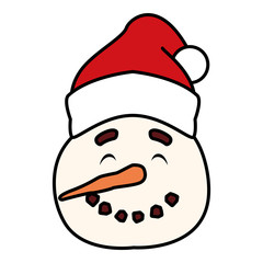 head of snowman with hat on white background