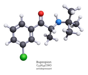 Molecular model of bupropion, an antidepressant and an aid for stopping smoking