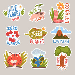 Different taglines sticker cartoon vector illustration on White Background