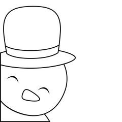 head of snowman with hat and scarf on white background