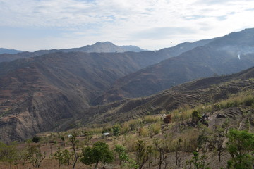 Fototapeta premium Beautiful hill and rural village landscaping and beauty of nature east nepal