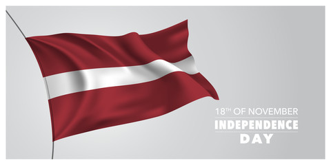 Latvia independence day greeting card, banner, horizontal vector illustration