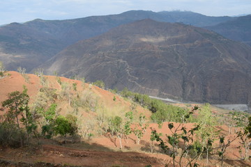 Beautiful hill and rural village landscaping and beauty of nature east nepal